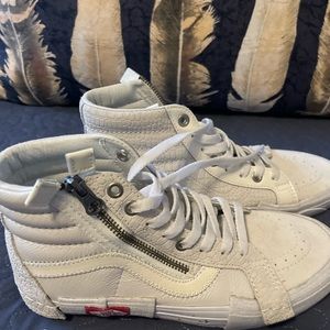 Vans high top sneakers women white with sparkle.  Never worn like new.
